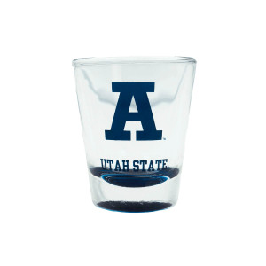 Block A glass colored Navy Shot Glass